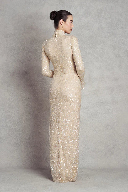 Walking into Light Gown - Nude Sequins