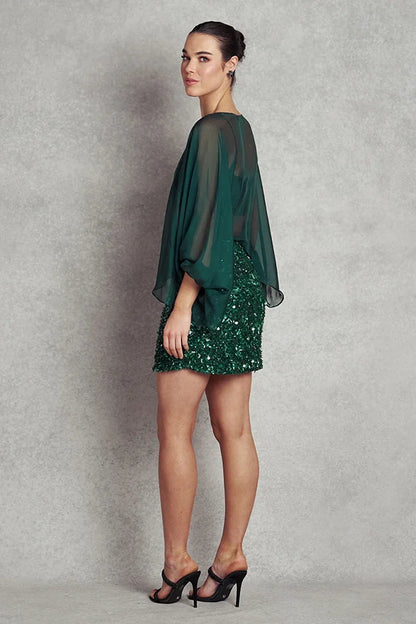 Cloud dancer Short Cape - Emerald Green