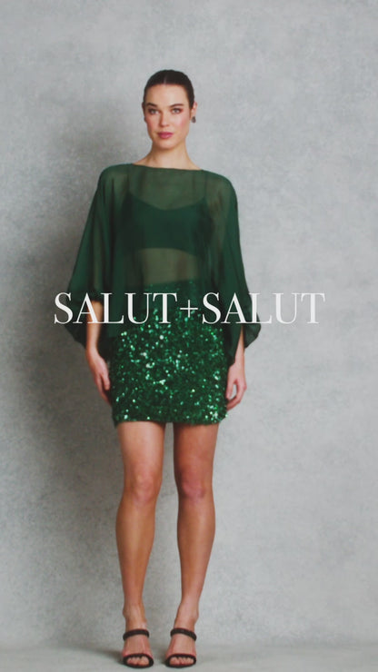 Cloud dancer Short Cape - Emerald Green